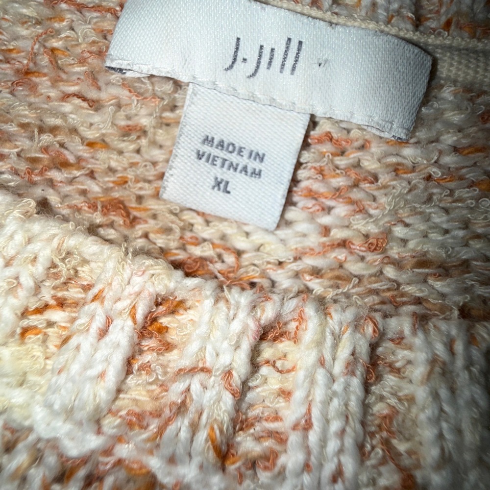 J.Jill Chunky Knit Sweater XL Cream Flecked Cotton‎ Blend Cozy Pullover Neutral - Picture 5 of 9